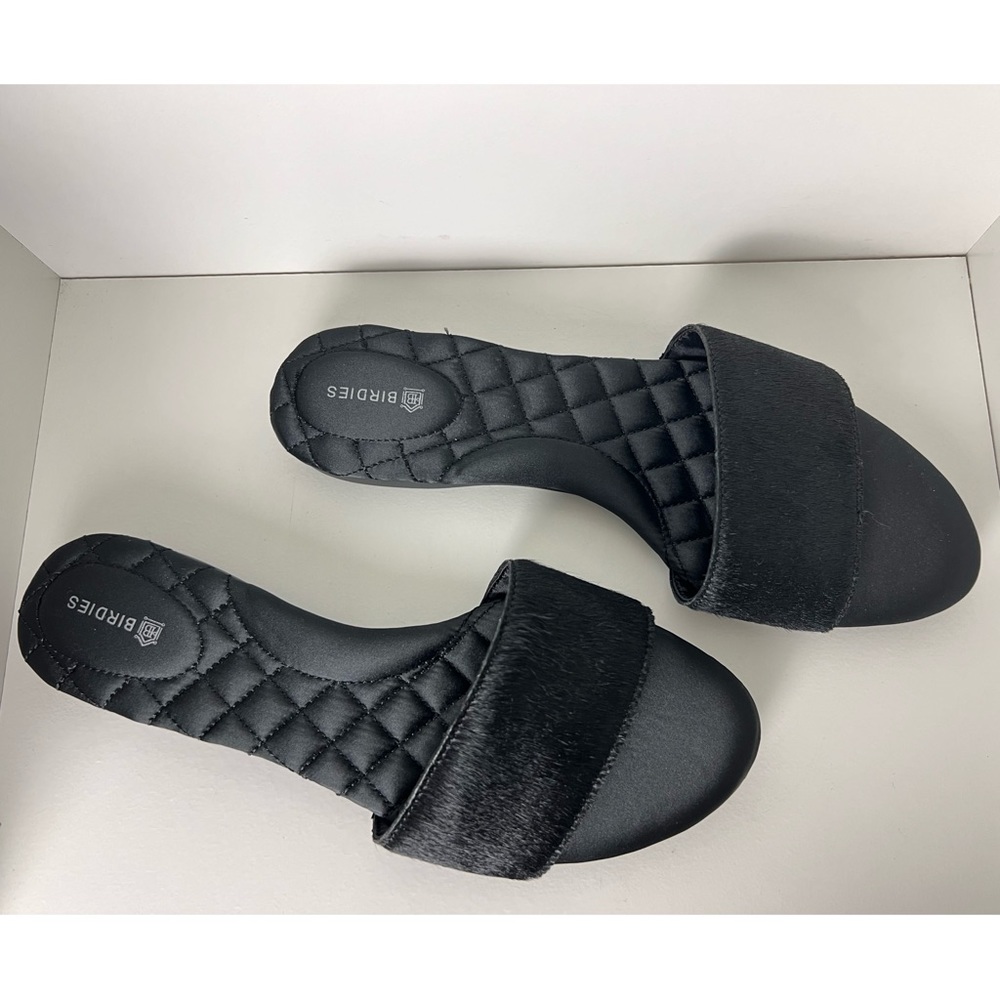 🚫SOLD🚫Birdies - Sparrow Calf Hide Black Quilted Slides Sandals Women's 8.5